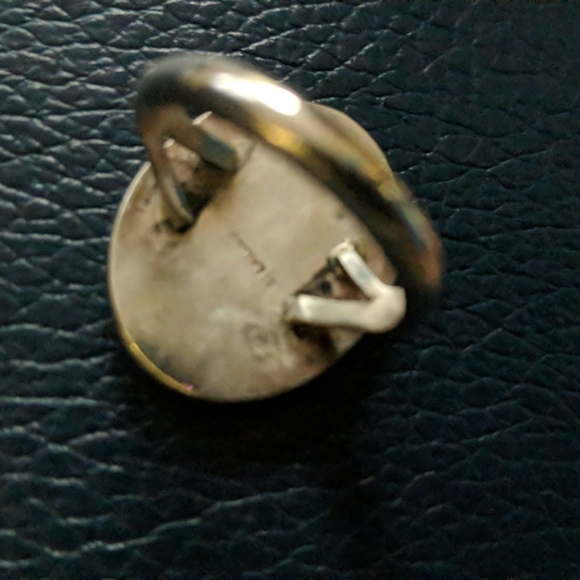 Antique ivory scrimshaw sterling silver ring with dog - Picture 3 of 5